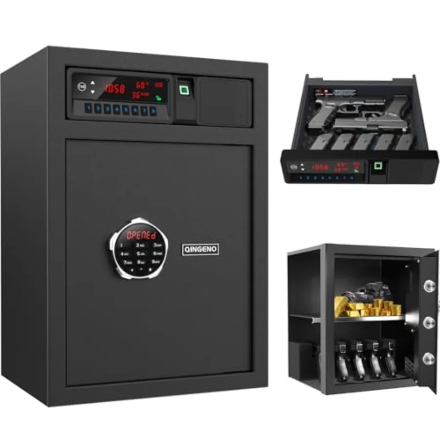 Home security electronic safe with sliding-away drawer, LCD display showing temp/humidity/time, keypad lock, large capacity cab
Home security electronic safe with sliding-away drawer, LCD display showing temp/humidity/time, keypad lock, large capacity cab