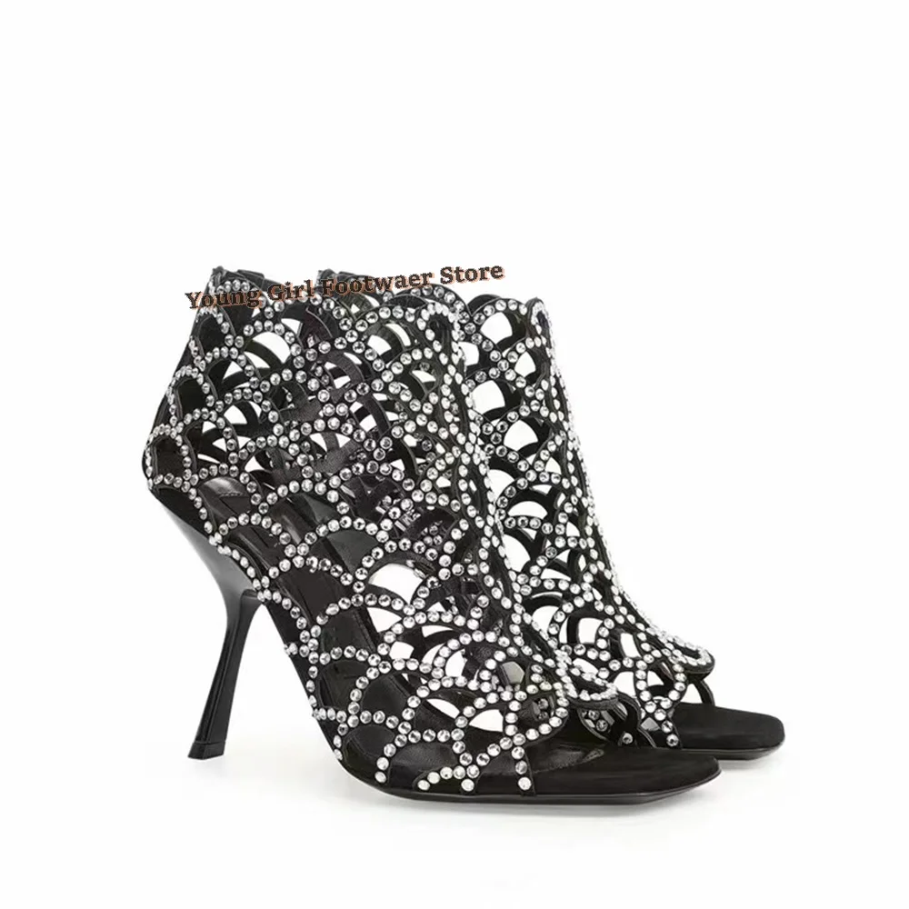 Square Head Fish Mouth Sandals Hollowing Out Rhinestone Decoration Women's Shoes Stiletto Heels Open-toed Shoes Zipper Closing
Square Head Fish Mouth Sandals Hollowing Out Rhinestone Decoration Women's Shoes Stiletto Heels Open-toed Shoes Zipper Closing
