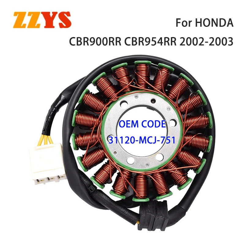 Motorcycle Generator Ignition Stator Coil 3-Wire 18-Poles For HONDA CBR900RR CBR954RR 2002 2003 CBR 900/954 RR A 31120-MCJ-751
Motorcycle Generator Ignition Stator Coil 3-Wire 18-Poles For HONDA CBR900RR CBR954RR 2002 2003 CBR 900/954 RR A 31120-MCJ-751