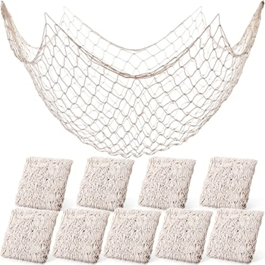 10 Pieces Fish Net Decorative 80 x 40 Inch, Fishing Net Decor Natural Party Decoration Nautical Themed Cotton Accessory Pirate
10 Pieces Fish Net Decorative 80 x 40 Inch, Fishing Net Decor Natural Party Decoration Nautical Themed Cotton Accessory Pirate