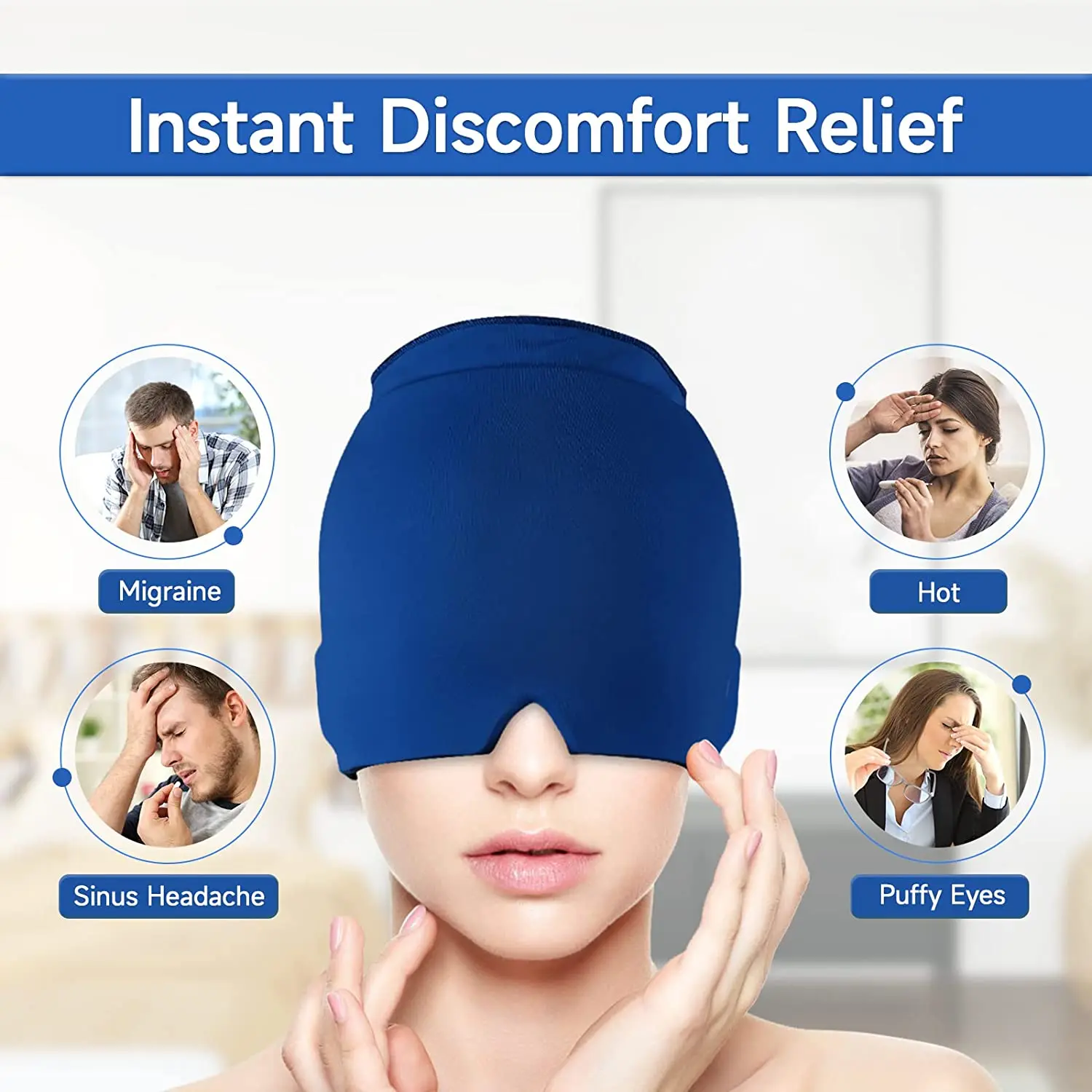 Migraine Headache Hat Head Eye Coverage Gel Hot Cold Therapy Headache Migraine Relief Cap Pressure Pain Relief Head Massage
Migraine Headache Hat Head Eye Coverage Gel Hot Cold Therapy Headache Migraine Relief Cap Pressure Pain Relief Head Massage