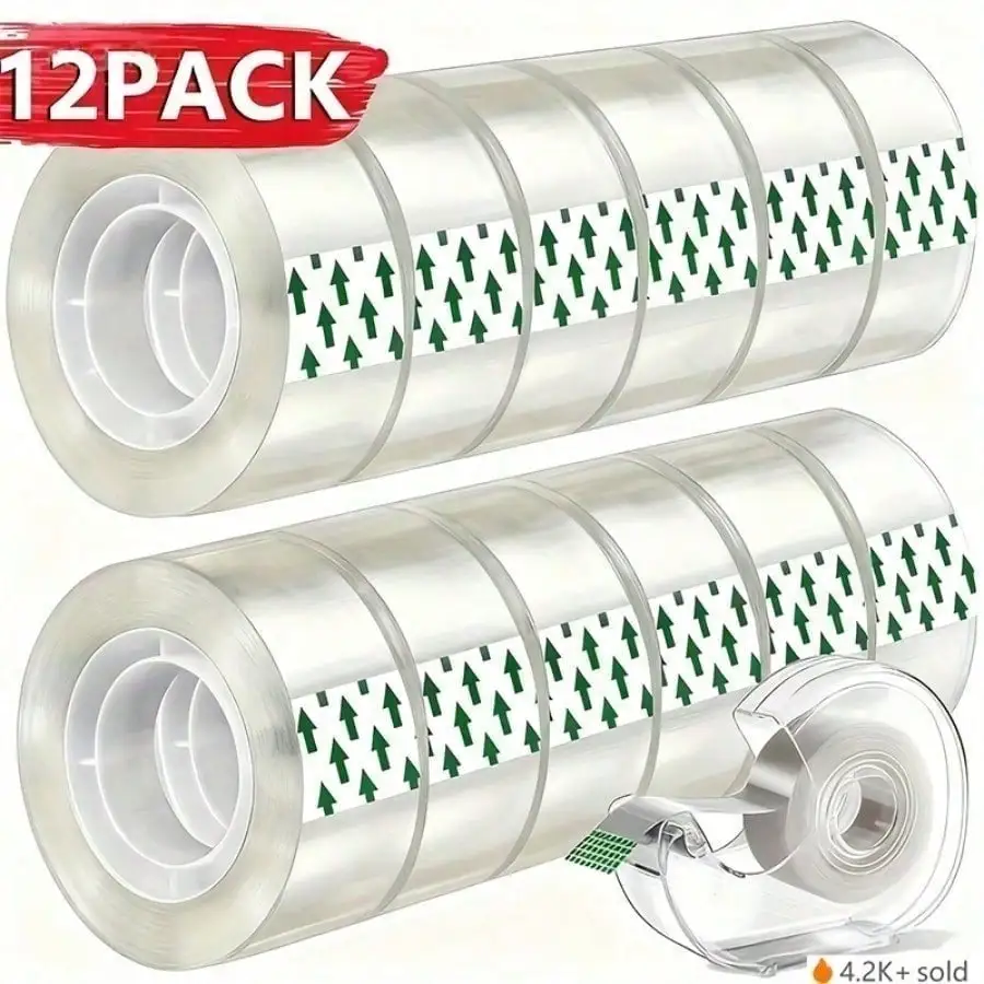 12 Rolls Of Multi-Purpose Transparent Tape, 0.47 Inches Wide - Essential Adhesive For Office, Moving, Manual And Packaging Sealing, Office Supplies, Moving Boxes, Gift Packaging, Durable Adhesive, Strong Bonding, Tape, Office Staff
12 Rolls Of Multi-Purpose Transparent Tape, 0.47 Inches Wide - Essential Adhesive For Office, Moving, Manual And Packaging Sealing, Office Supplies, Moving Boxes, Gift Packaging, Durable Adhesive, Strong Bonding, Tape, Office Staff