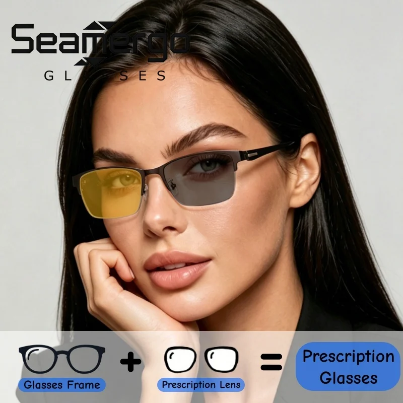 SEAMERGO Magnificent Business Photochromic Prescription Glasses 1.56/1.61/1.67 Index Half Frame Customized Optical Lenses
SEAMERGO Magnificent Business Photochromic Prescription Glasses 1.56/1.61/1.67 Index Half Frame Customized Optical Lenses
