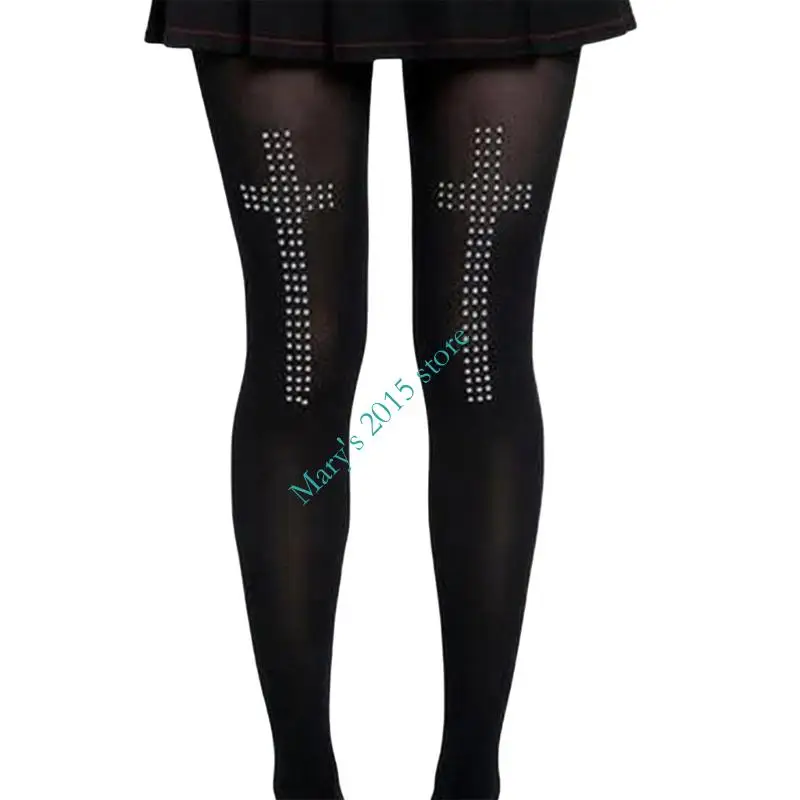 E15F Women's Classical Black Stretchable Opaque Tights Crosses Rhinestones Embellished Pantyhose For Casual Or Party Wear
E15F Women's Classical Black Stretchable Opaque Tights Crosses Rhinestones Embellished Pantyhose For Casual Or Party Wear