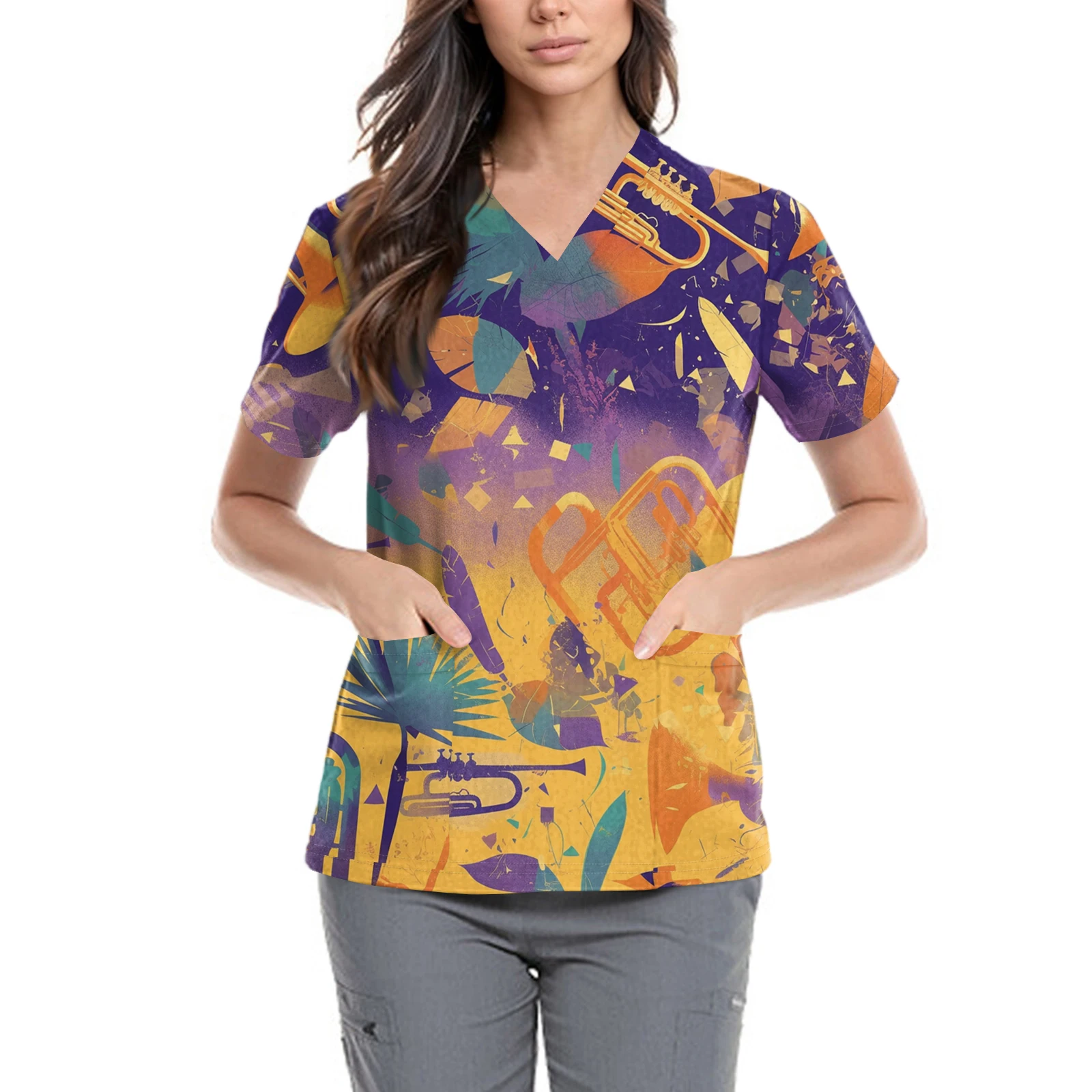 Carnival Nurse Uniforms Personalized Versatile V-Neck Printed T-Shirts Women Fashion Pullover Basic Short-Sleeved Tops Casual
Carnival Nurse Uniforms Personalized Versatile V-Neck Printed T-Shirts Women Fashion Pullover Basic Short-Sleeved Tops Casual