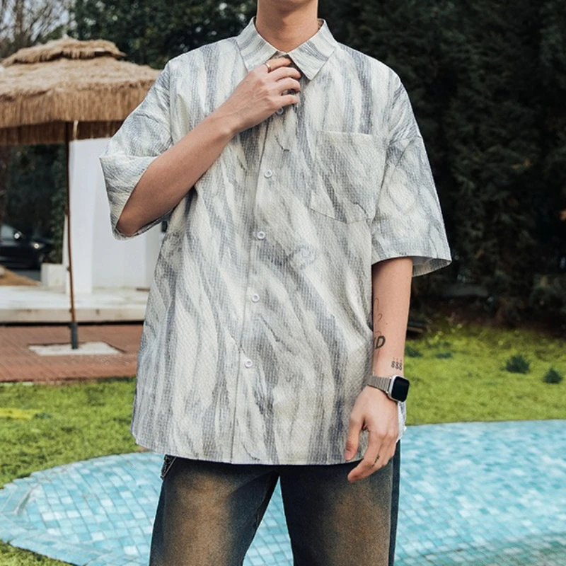 All-match Fashion Short Sleeve Korean Style Trendy Fashion Daily Summer Shirts Men Tops Tie Dye Cool Baggy Pockets Streetwear 
All-match Fashion Short Sleeve Korean Style Trendy Fashion Daily Summer Shirts Men Tops Tie Dye Cool Baggy Pockets Streetwear