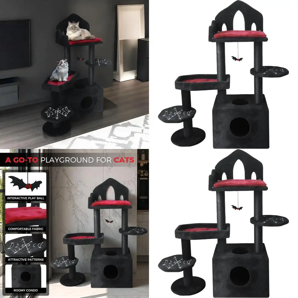 Multi-Level Spooky Cat Tower with Perches, Hammock, and Cave for Indoor Cats, 44.5in
Multi-Level Spooky Cat Tower with Perches, Hammock, and Cave for Indoor Cats, 44.5in