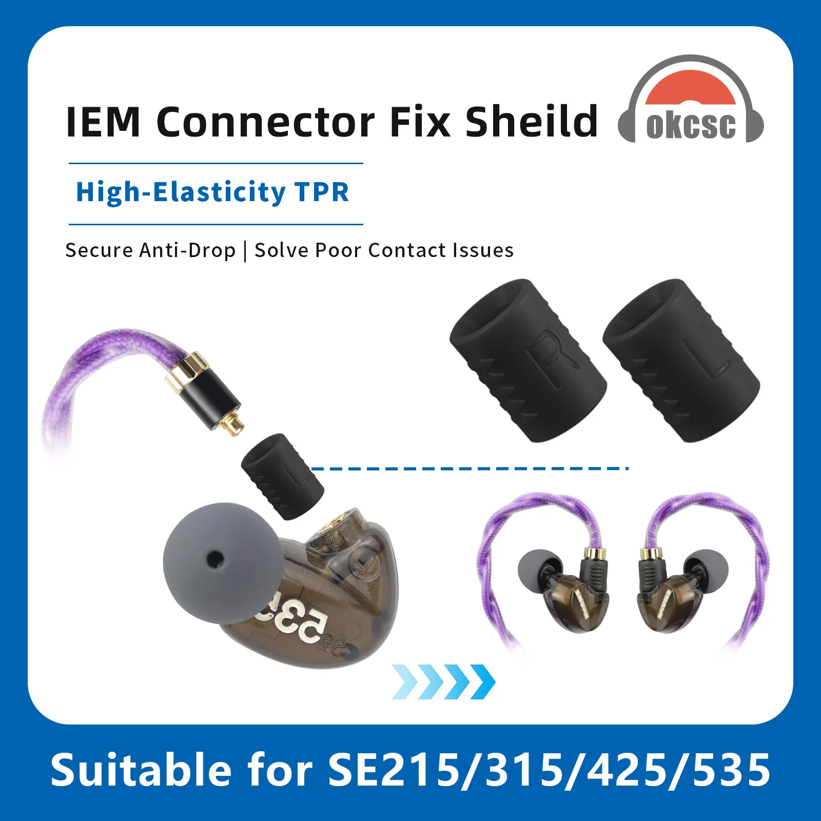 OKCSC IEM Cable Pin Fixed Protector Suitable for SHURE SE215 SE315 SE425 SE535 Prevents Rotation and Detachment TPR Material
OKCSC IEM Cable Pin Fixed Protector Suitable for SHURE SE215 SE315 SE425 SE535 Prevents Rotation and Detachment TPR Material