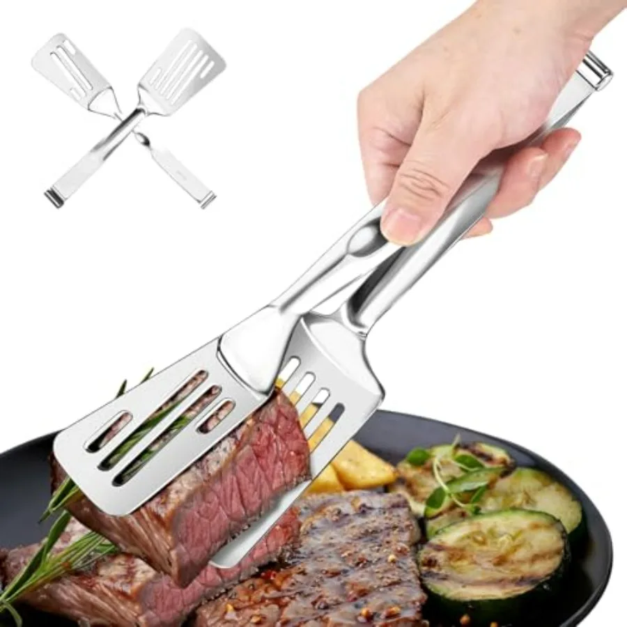 2-in-1 Spatula Tongs, 11.8 Inch 304 Stainless Steel Kitchen Tongs for 12 Inch Cooking Use, Detachable Metal Tongs with Oil Drai
2-in-1 Spatula Tongs, 11.8 Inch 304 Stainless Steel Kitchen Tongs for 12 Inch Cooking Use, Detachable Metal Tongs with Oil Drai