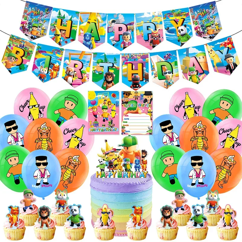 Hot Stumble guys Birthday Party Supply Disposable Banner Cake Topper Hanging Flag Stumble guys Balloons Set Birthday Decoration
Hot Stumble guys Birthday Party Supply Disposable Banner Cake Topper Hanging Flag Stumble guys Balloons Set Birthday Decoration