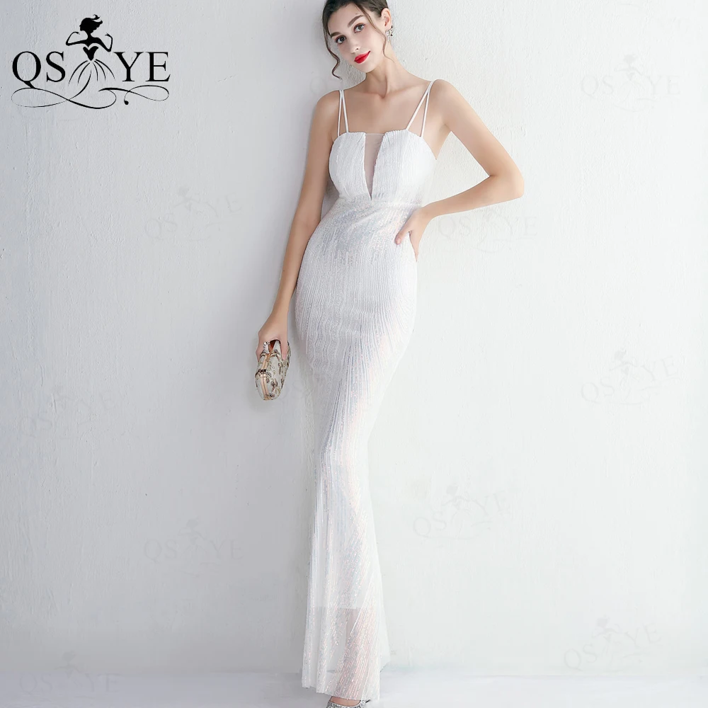 White Sparkle Sequin Wedding Dresses Dual Shoulder Straps Long Bridal Gown Triangle V Neck Fitted Mermaid Women Bride Dress Chic
White Sparkle Sequin Wedding Dresses Dual Shoulder Straps Long Bridal Gown Triangle V Neck Fitted Mermaid Women Bride Dress Chic