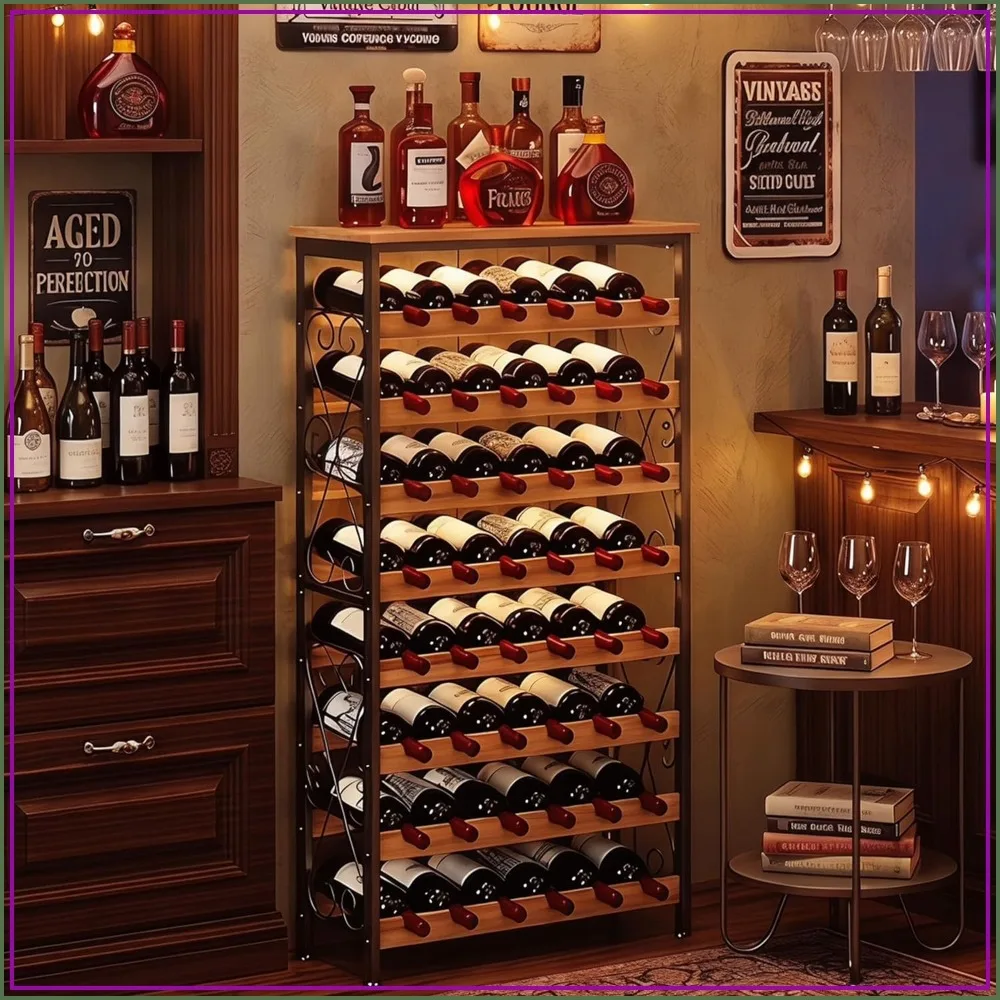48 Bottle Wine Rack Freestanding, 8-Tier Wood & Iron Storage Shelf with Serving Station, Anti-Wobble, Farmhouse Style for Kitchen Bar Dining Room
48 Bottle Wine Rack Freestanding, 8-Tier Wood & Iron Storage Shelf with Serving Station, Anti-Wobble, Farmhouse Style for Kitchen Bar Dining Room