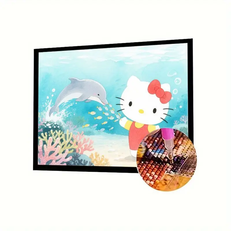 1 шт. 5D DIY Full Drill Diamond Painting Kit - Cute Hello Kitty & Playful Dolphin Underwater Ocean World Design, Яркий морской Li 
1 шт. 5D DIY Full Drill Diamond Painting Kit - Cute Hello Kitty & Playful Dolphin Underwater Ocean World Design, Яркий морской Li