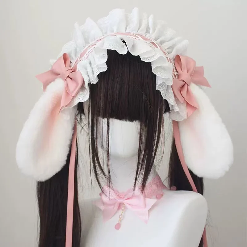 Women Plush Lace Headband Lolita Bunny Ears Hair Band Cosplay Props Rabbit Ears Headwear Ribbon
Women Plush Lace Headband Lolita Bunny Ears Hair Band Cosplay Props Rabbit Ears Headwear Ribbon