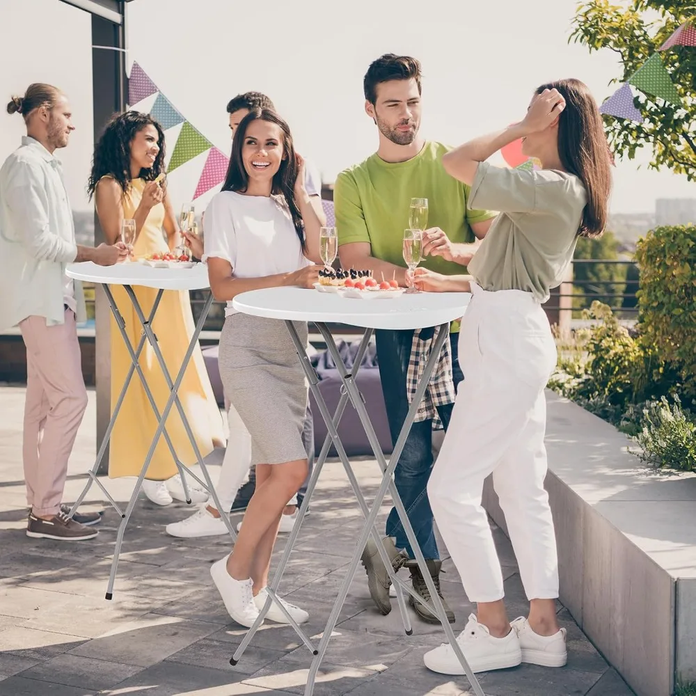 Cocktail Table High Top Table, Folding Round Table Bar Height, HDPE Matrial with Gray Metal Finish for Outdoor Party,
Cocktail Table High Top Table, Folding Round Table Bar Height, HDPE Matrial with Gray Metal Finish for Outdoor Party,