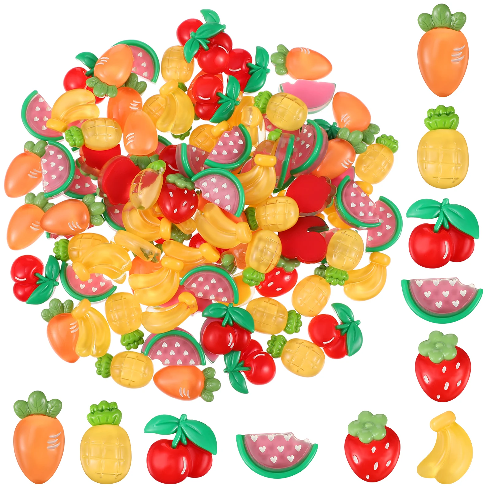 100 Pcs Flatback Resin Charms Jewelry Beads Fruit Theme Accessories for Nail Scrapbooking Kids DIY Craft Decor
100 Pcs Flatback Resin Charms Jewelry Beads Fruit Theme Accessories for Nail Scrapbooking Kids DIY Craft Decor