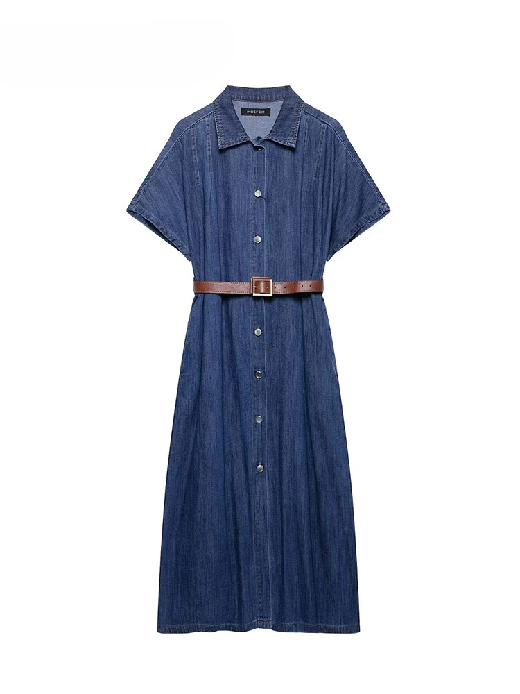 Summer Women's Short Sleeved Midi Casual Dresses Denim Belt Dress Party Dresses Fashion Streetwear Dress
Summer Women's Short Sleeved Midi Casual Dresses Denim Belt Dress Party Dresses Fashion Streetwear Dress