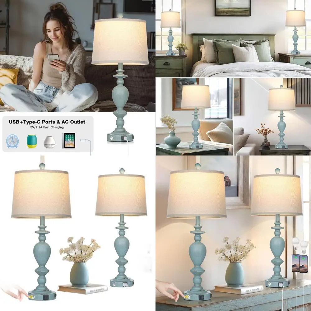 Набор из 2 винтажных синих настольных ламп 27,5 с USB и розеткой переменного тока, 3-сторонней сенсорной регулировкой яркости для гостиной и спальни
Набор из 2 винтажных синих настольных ламп 27,5 с USB и розеткой переменного тока, 3-сторонней сенсорной регулировкой яркости для гостиной и спальни