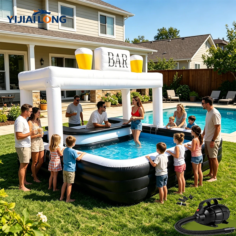 15ft-4.5m Backyard Inflatable Pool Bar Tent, PVC Floating Swimming Pub with Canopy, Beach Party Water Bar for Family Summer Fun
15ft-4.5m Backyard Inflatable Pool Bar Tent, PVC Floating Swimming Pub with Canopy, Beach Party Water Bar for Family Summer Fun