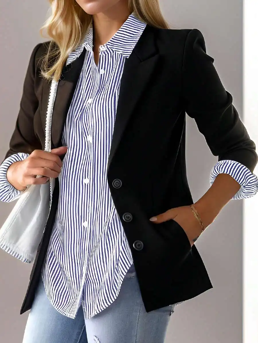 Womens Striped Button Down Long Sleeve Shirt With Collar And Pocket
Womens Striped Button Down Long Sleeve Shirt With Collar And Pocket
