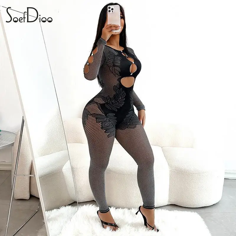 Soefdioo Coquette Mesh Hollow Out Jumpsuits Women Sexy O-Neck Skinny Rompers 2024 Autumn Nightclub See Through One Piece Outfits
Soefdioo Coquette Mesh Hollow Out Jumpsuits Women Sexy O-Neck Skinny Rompers 2024 Autumn Nightclub See Through One Piece Outfits