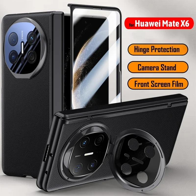 Camera Kickstand Leather Funda for Huawei Mate X6 Hinge Protection Case for Huawei Mate X6 Case with Front Screen Glass Film
Camera Kickstand Leather Funda for Huawei Mate X6 Hinge Protection Case for Huawei Mate X6 Case with Front Screen Glass Film