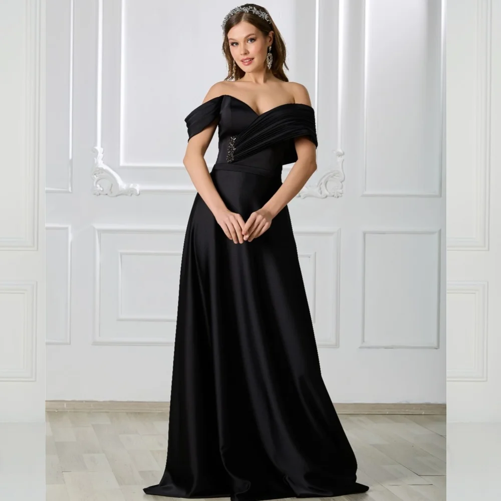 Customized Satin Rhinestone Flower Draped Clubbing A-line Off-the-shoulder Bespoke Occasion Gown Long Dresses
Customized Satin Rhinestone Flower Draped Clubbing A-line Off-the-shoulder Bespoke Occasion Gown Long Dresses