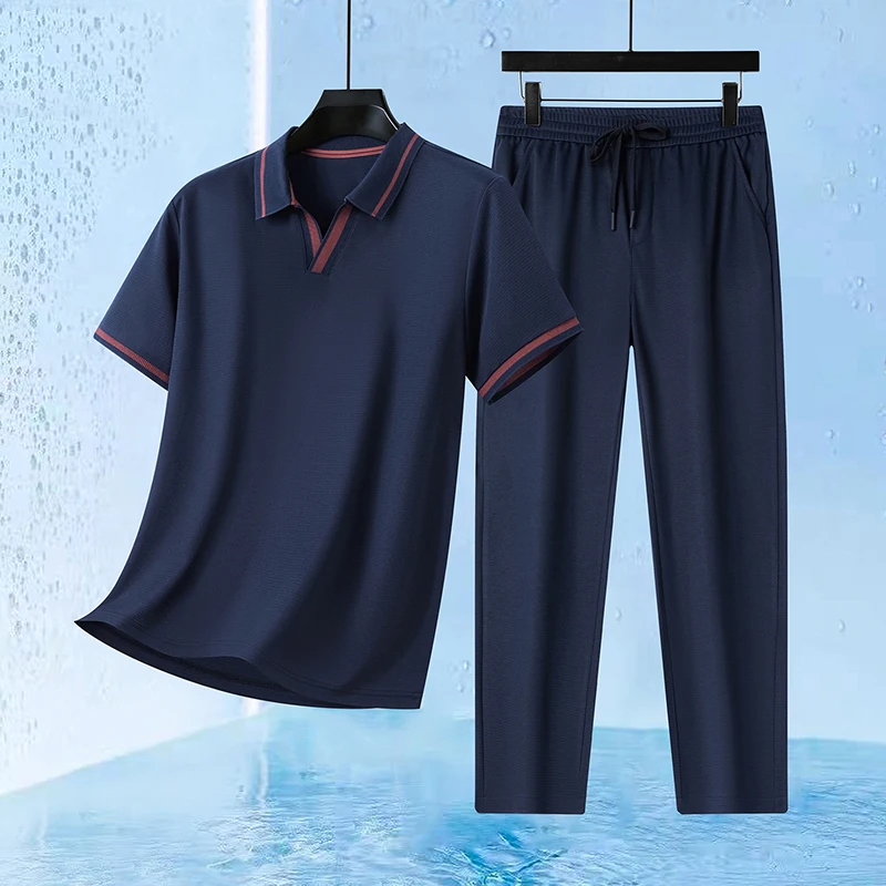 2026 For Men's Seagull Neck Short Sleeve T-Shirt Trousers Casual Sports Suit Summer Thin Breathable Straight Pants Two-piece Set
2026 For Men's Seagull Neck Short Sleeve T-Shirt Trousers Casual Sports Suit Summer Thin Breathable Straight Pants Two-piece Set