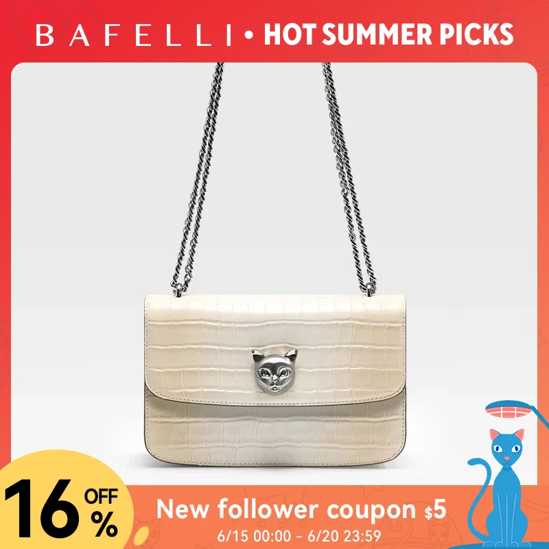 BAFELLI Premium Crocodile Grain Leather Square Bag Gradient Effect Cat Head Accent Chain Shoulder Strap Single Crossbody Use
BAFELLI Premium Crocodile Grain Leather Square Bag Gradient Effect Cat Head Accent Chain Shoulder Strap Single Crossbody Use