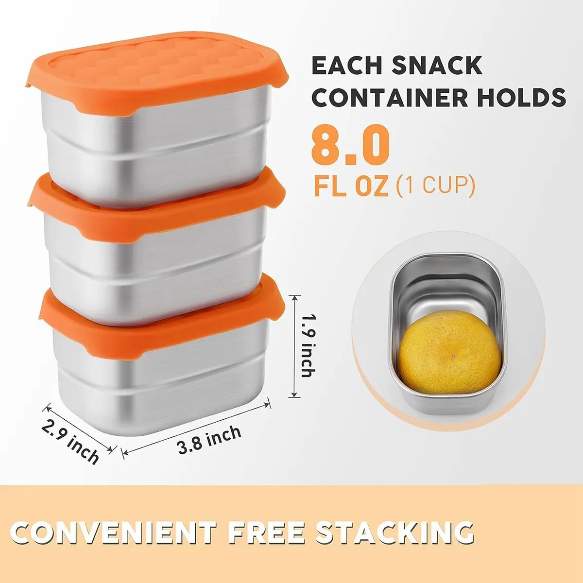 MALL Stainless Steel Snack Containers for Kids Easy Open Leak Proof Small Food Containers with Silicone Lids Lunch Box 3Pcs
MALL Stainless Steel Snack Containers for Kids Easy Open Leak Proof Small Food Containers with Silicone Lids Lunch Box 3Pcs