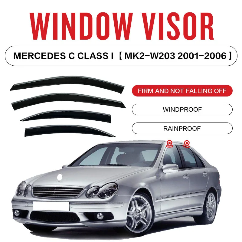 For Benz C Class Window visor Weather Shield Side Window Deflector Car windshield weather shield Car accessories
For Benz C Class Window visor Weather Shield Side Window Deflector Car windshield weather shield Car accessories