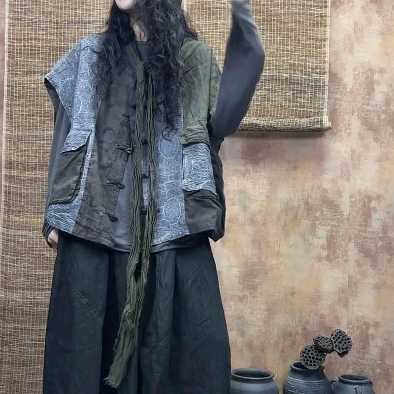 2026 New Arrival Spring/summer Women Casual Loose Patchwork O-neck Single Breasted Vest Cotton Linen Outerwear & Coats S149
2026 New Arrival Spring/summer Women Casual Loose Patchwork O-neck Single Breasted Vest Cotton Linen Outerwear & Coats S149