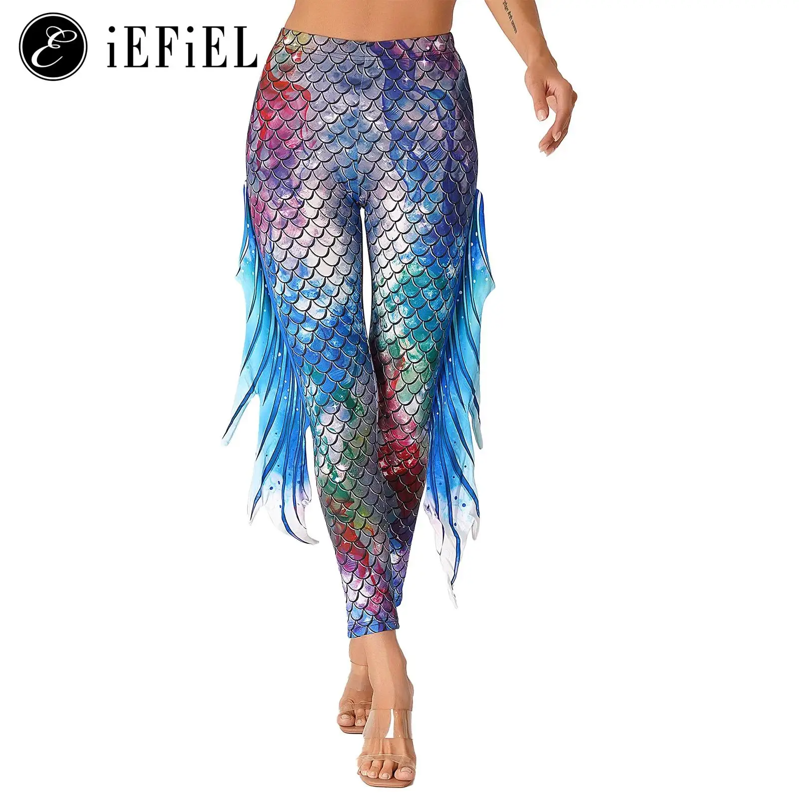 Womens Fish Scale Print High Waist Yoga Pants Mermaid Leggings with Fins Halloween Dance Party Cosplay Fancy Dress Costume
Womens Fish Scale Print High Waist Yoga Pants Mermaid Leggings with Fins Halloween Dance Party Cosplay Fancy Dress Costume