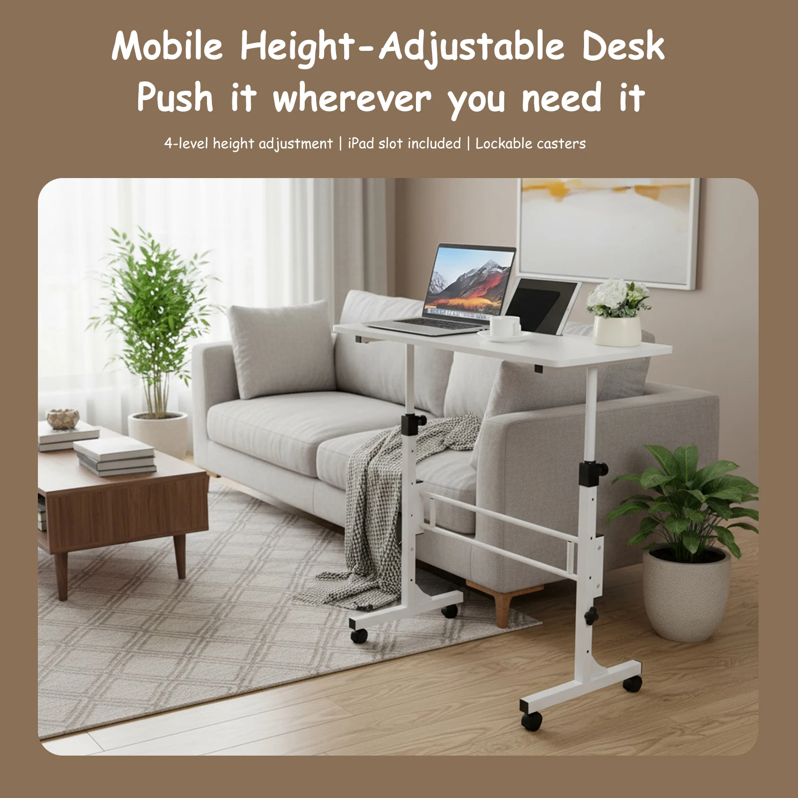 Mobile Stand Up Desk Adjustable Height Rolling Desk with Wheels for Home Office
Mobile Stand Up Desk Adjustable Height Rolling Desk with Wheels for Home Office