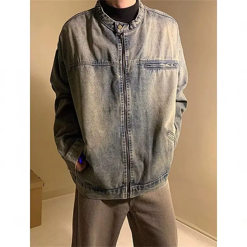Retro American Washed Denim Jacket Men's Loose Autumn Spring Wear Distressed Style Outerwear Polyester Casual Jacket
Retro American Washed Denim Jacket Men's Loose Autumn Spring Wear Distressed Style Outerwear Polyester Casual Jacket