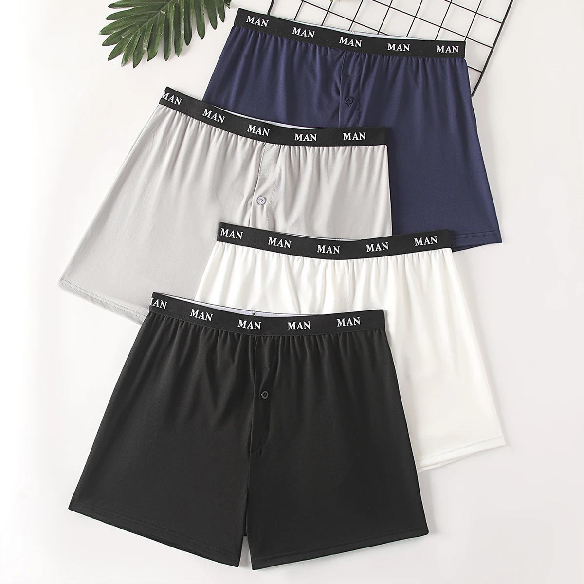 3/4-piece men's four season solid color simple Aro pants, comfortable flat corner underwear, casual beach shorts, base shorts
3/4-piece men's four season solid color simple Aro pants, comfortable flat corner underwear, casual beach shorts, base shorts