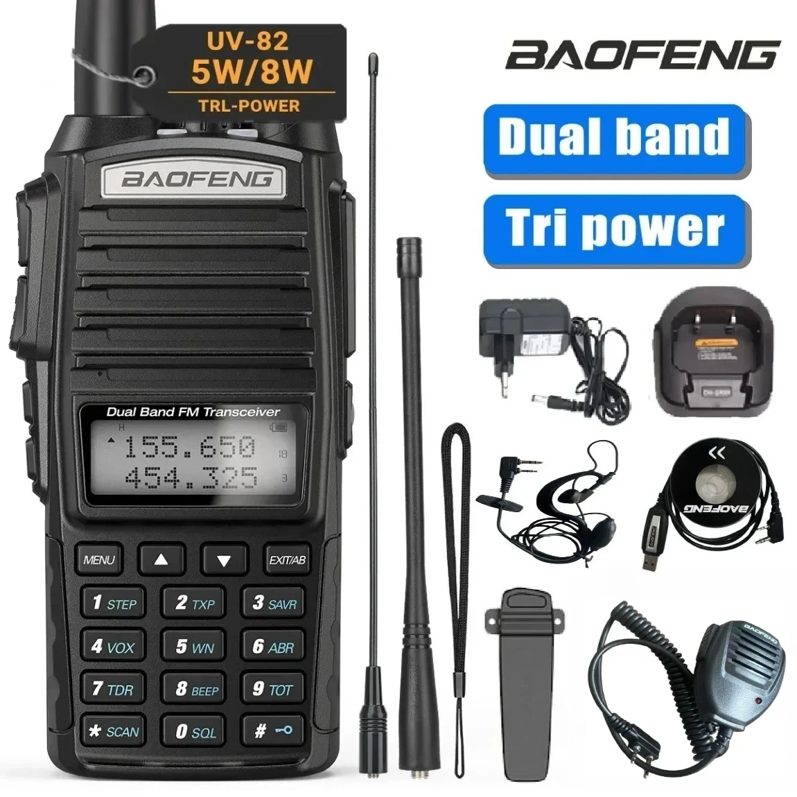 BAOFENG UV 82 Walkie Talkie Real 5W 8W Ham Radio Comunicador Dual PTT Long Range 2-полосная портативная FM любительская радиостанция
BAOFENG UV 82 Walkie Talkie Real 5W 8W Ham Radio Comunicador Dual PTT Long Range 2-полосная портативная FM любительская радиостанция
