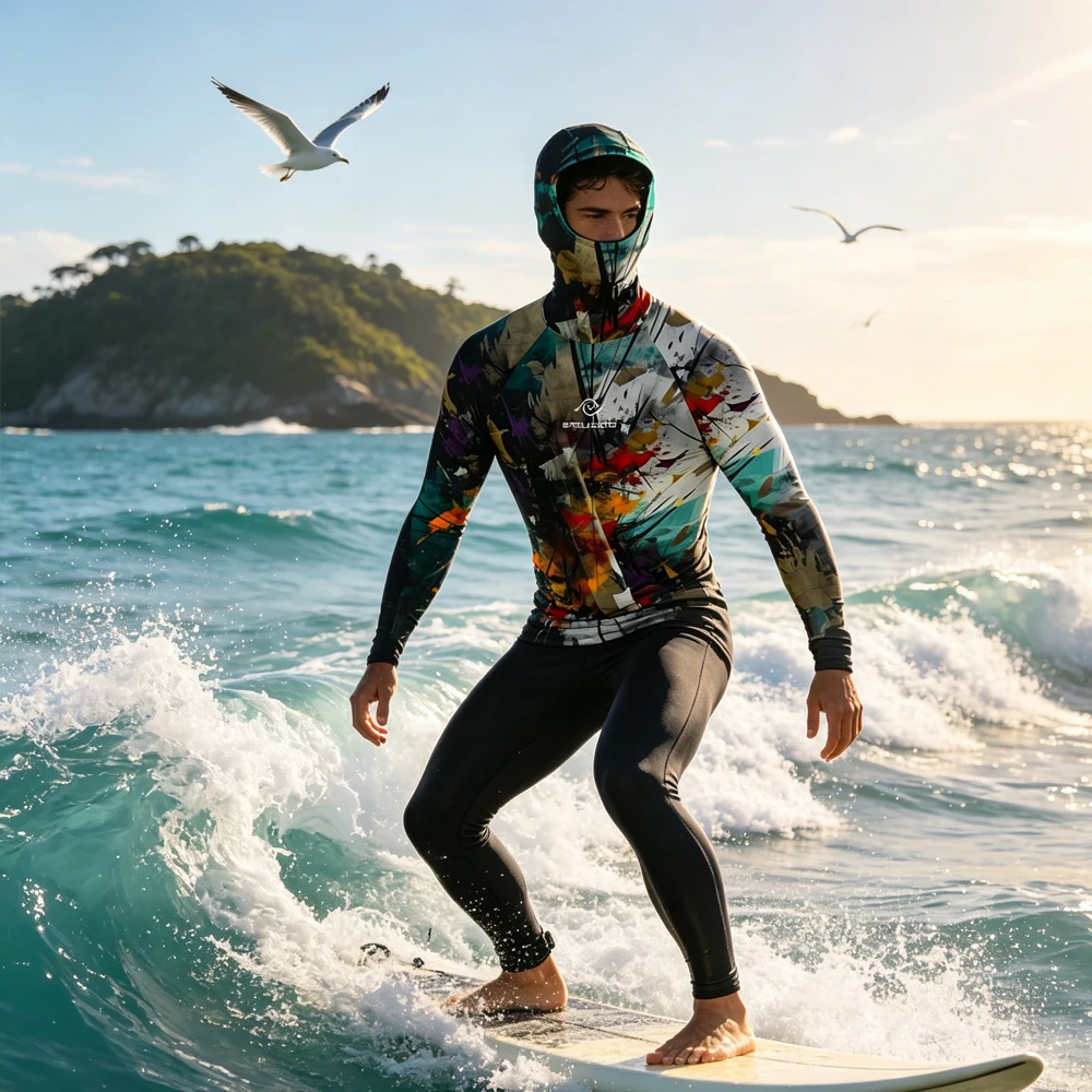 Hooded Men's Rash Guard Long Sleeve Surf Shirt UPF50+ Sun Protection Surfing Clothing Luxury Sailing Top Wear for Water Sport
Hooded Men's Rash Guard Long Sleeve Surf Shirt UPF50+ Sun Protection Surfing Clothing Luxury Sailing Top Wear for Water Sport