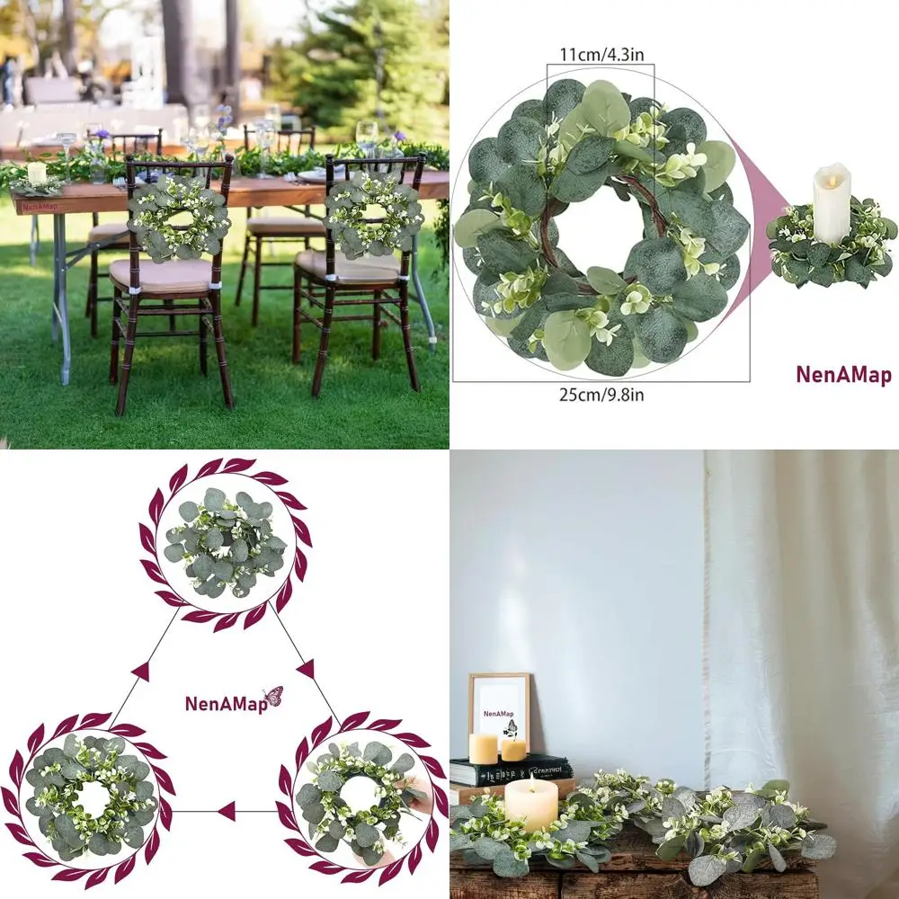 Набор из 20 кольцевых подставок для свечей с эвкалиптом для богемных свадеб, зеленые венки из листьев в качестве подставок для цилиндрических свечей или декоративных элементов для дома
Набор из 20 кольцевых подставок для свечей с эвкалиптом для богемных свадеб, зеленые венки из листьев в качестве подставок для цилиндрических свечей или декоративных элементов для дома