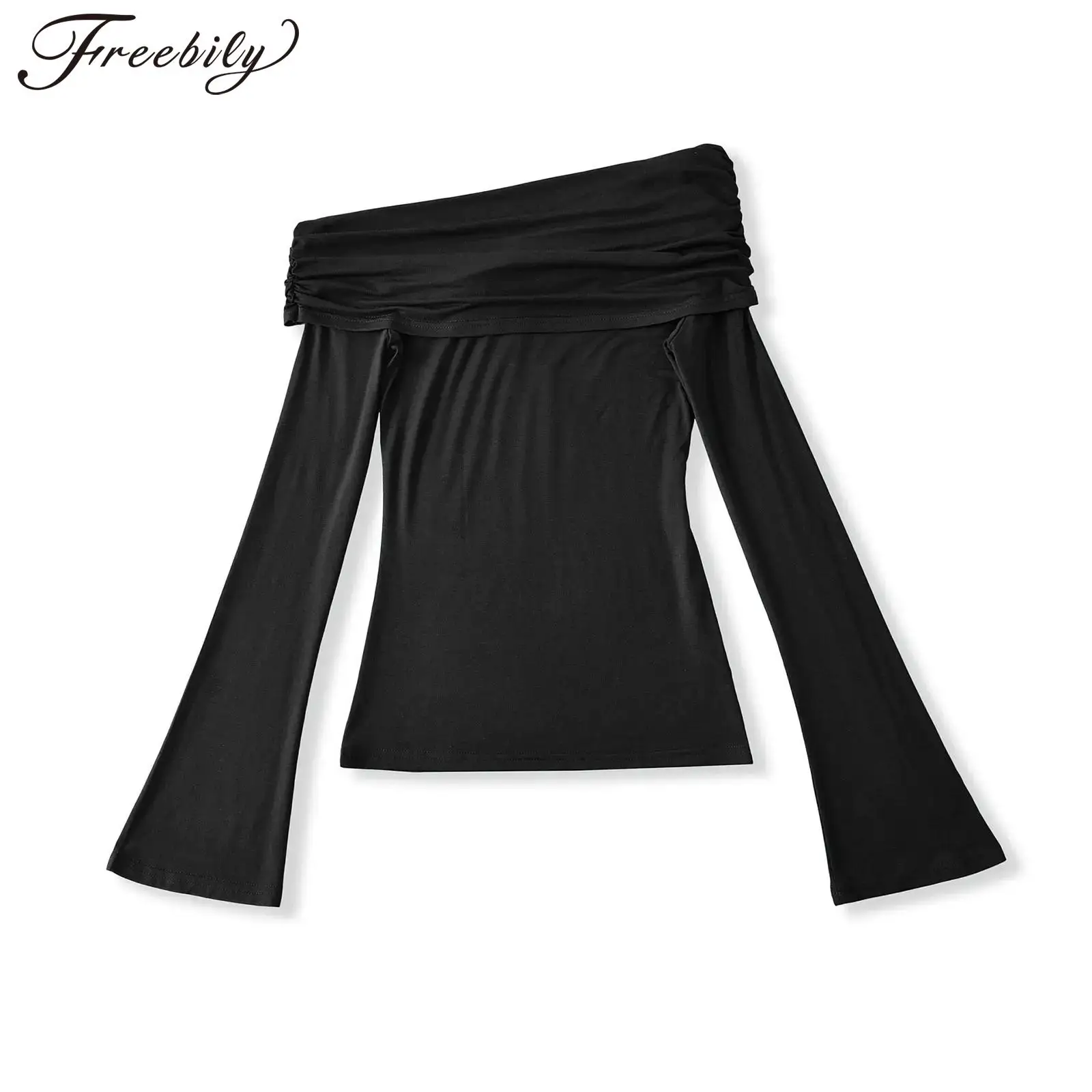 Женский модный пуловер с длинными рукавами, топ, тонкая футболка с рюшами и открытыми плечами, расклешенная повседневная одежда, женская блузка, женская уличная одежда
Женский модный пуловер с длинными рукавами, топ, тонкая футболка с рюшами и открытыми плечами, расклешенная повседневная одежда, женская блузка, женская уличная одежда