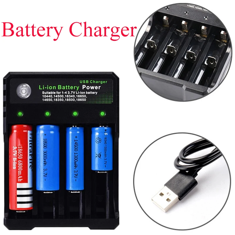 Battery Charger for Batteries Suitable for 18650 26650 Etc Battery with USB Port 4 Slots Smart Charger for Lithium-ion Batteries
Battery Charger for Batteries Suitable for 18650 26650 Etc Battery with USB Port 4 Slots Smart Charger for Lithium-ion Batteries