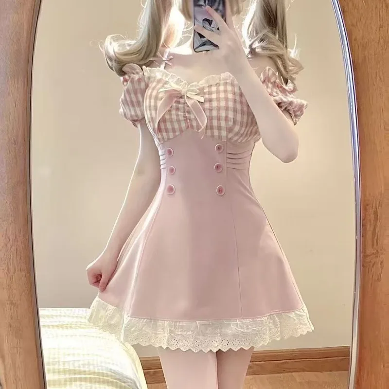 Japanese Kawaii Slim Lace Slip Dress Women Pink Sweet Bow Pleated A-line Dresses Ruched Long Sleeve Casual Clothes 2025 Spring
Japanese Kawaii Slim Lace Slip Dress Women Pink Sweet Bow Pleated A-line Dresses Ruched Long Sleeve Casual Clothes 2025 Spring