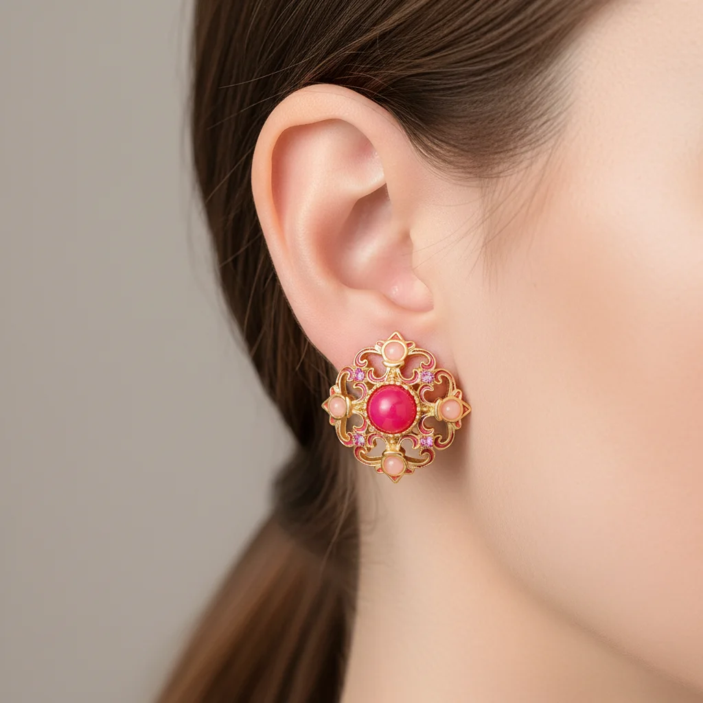 Vintage Gold Color Pink Stone Stud Earrings for Women - Elegant Hollow Out Flower Design Fashion Jewelry Daily Ear Charm
Vintage Gold Color Pink Stone Stud Earrings for Women - Elegant Hollow Out Flower Design Fashion Jewelry Daily Ear Charm