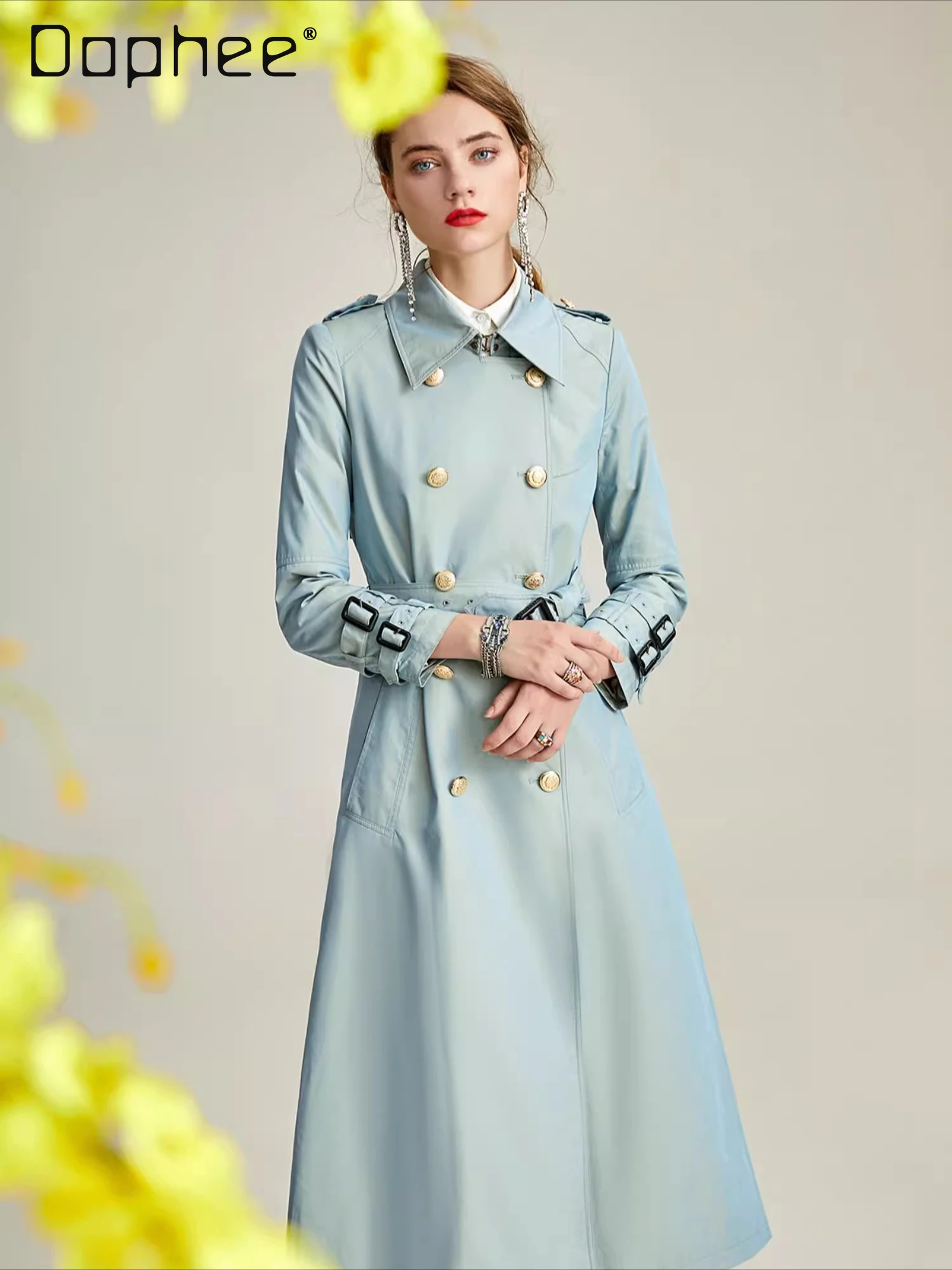 British Retro High-end Elegant Temperament Trench Coat Women Commuter Style Cross-neck Double-breasted Slim Mid-length Trench
British Retro High-end Elegant Temperament Trench Coat Women Commuter Style Cross-neck Double-breasted Slim Mid-length Trench