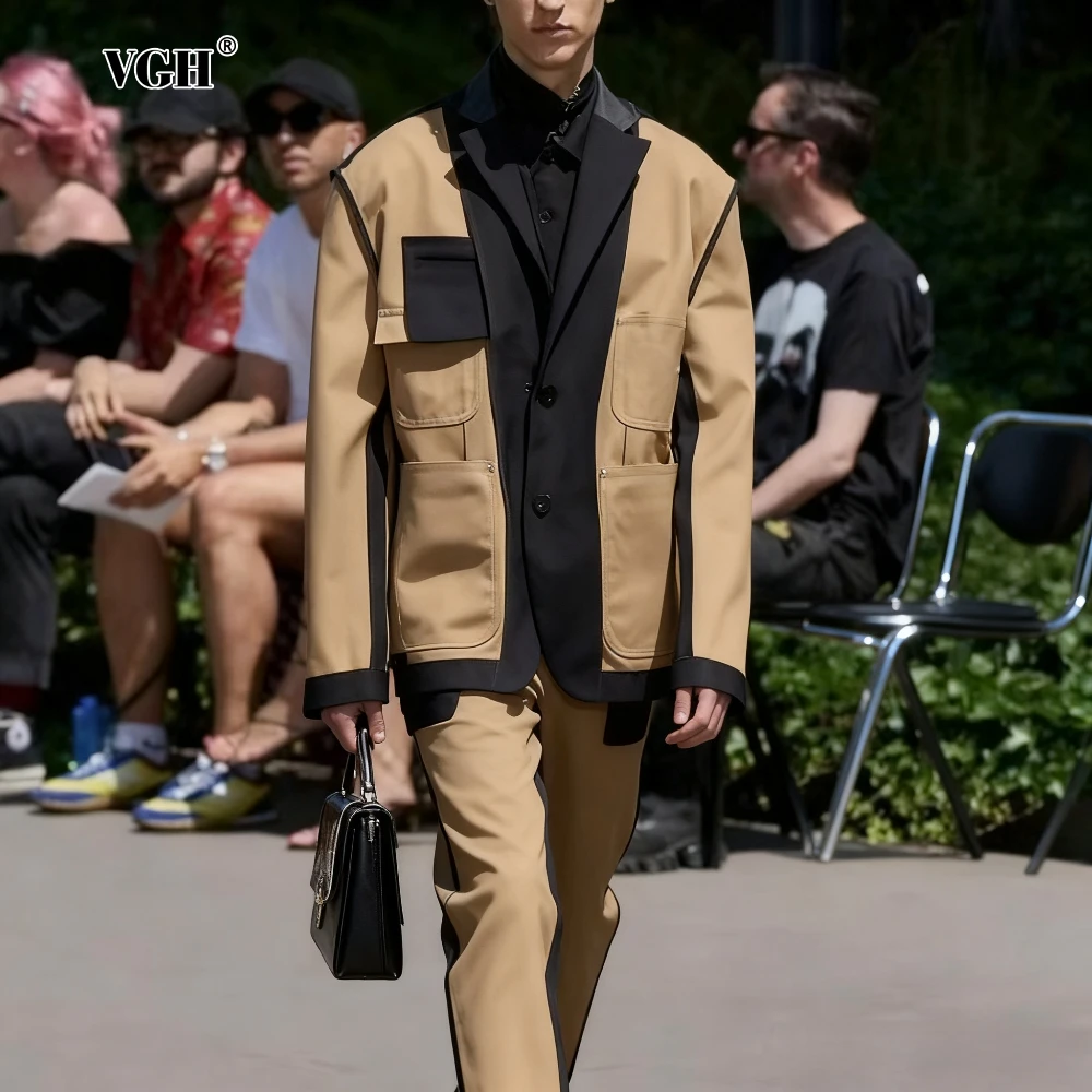 VGH Colorblock Spliced Multi Pockets Jacket for Women Lapel Long Sleeve Pathwork Single Breasted Fashionable Coat Female Style
VGH Colorblock Spliced Multi Pockets Jacket for Women Lapel Long Sleeve Pathwork Single Breasted Fashionable Coat Female Style