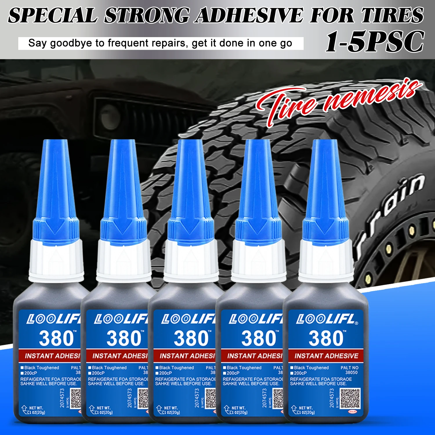 20ML 380 Instant Dry Tire Repair Glue High Strength Black Adhesive for Car Motorcycle Bike Tyre Rubber Patching Bonding
20ML 380 Instant Dry Tire Repair Glue High Strength Black Adhesive for Car Motorcycle Bike Tyre Rubber Patching Bonding