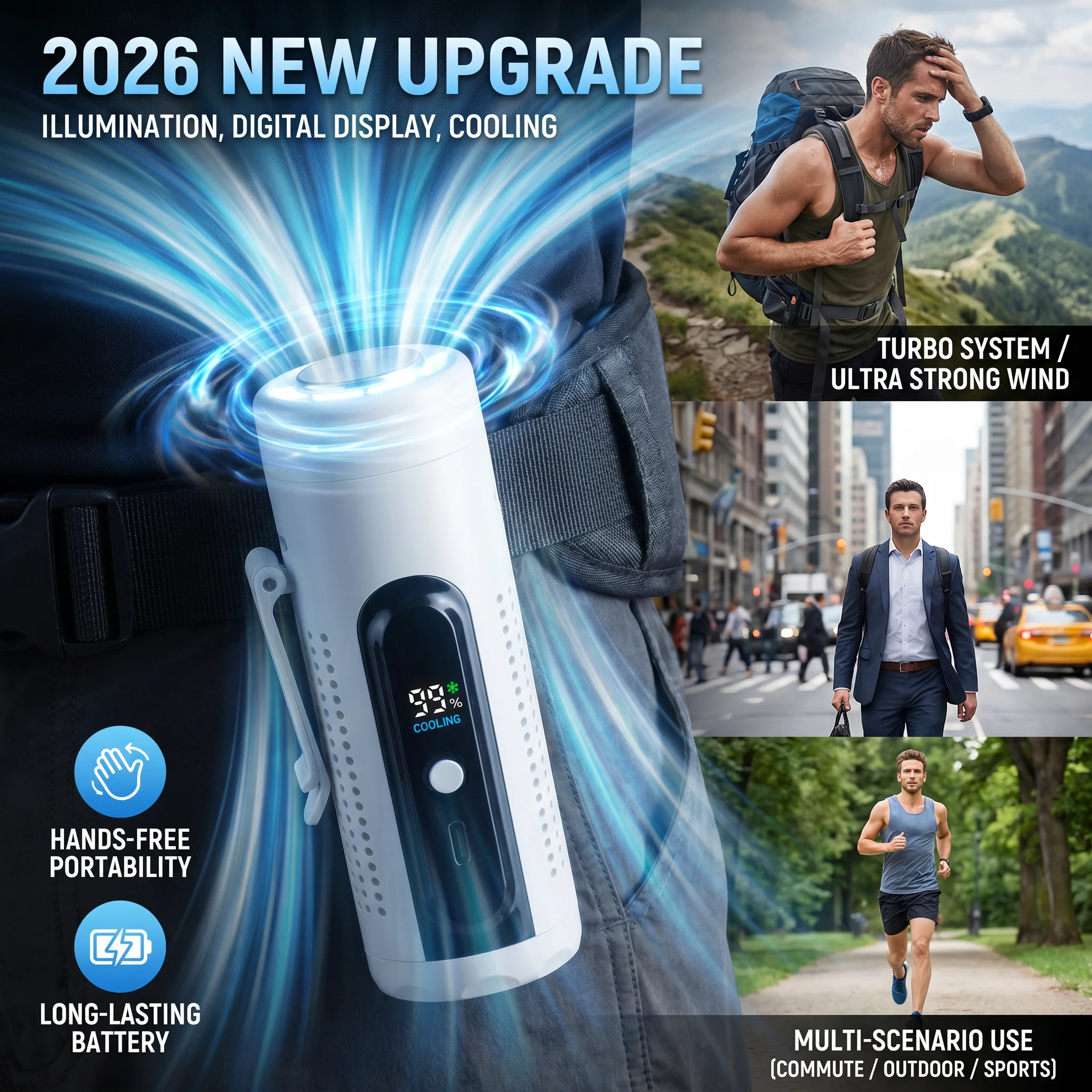 2026 New Upgrade Turbo Mini Rechargeable Waist Fan Handheld 3 In 1 Portable High Speed Air Cooling Camping Neck Fan Air
2026 New Upgrade Turbo Mini Rechargeable Waist Fan Handheld 3 In 1 Portable High Speed Air Cooling Camping Neck Fan Air