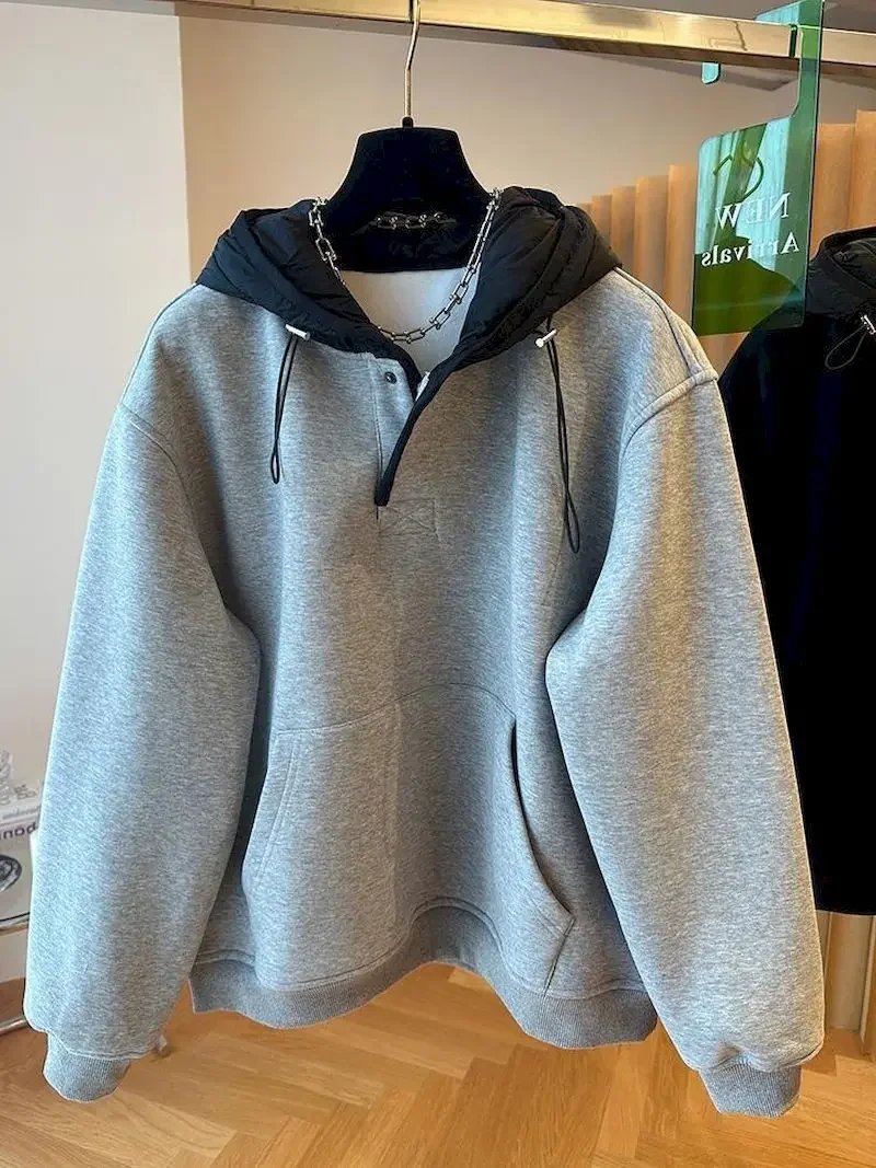 Hoodies Coat Women Loose Casual Color Contrast Hooded Coats Fasshion Patchwork Hoodie Autumn Winter Trend Pullover Top E1067
Hoodies Coat Women Loose Casual Color Contrast Hooded Coats Fasshion Patchwork Hoodie Autumn Winter Trend Pullover Top E1067