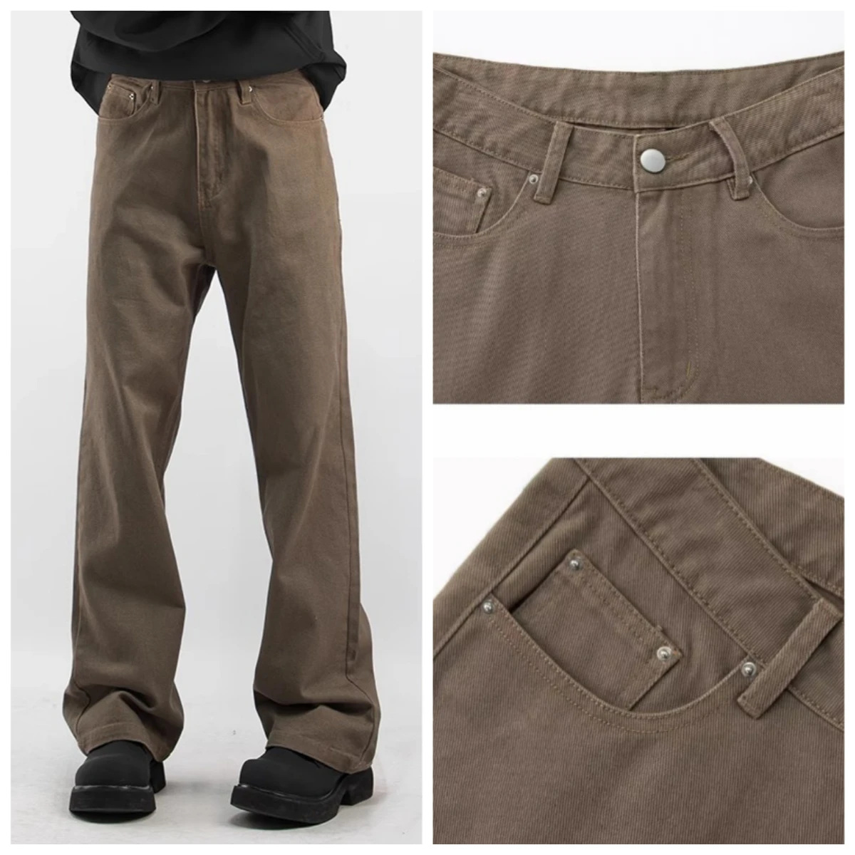 Men Japanese Korean Streetwear Fashion Casual Loose Retro Straight White Brown Pants Jean Trousers
Men Japanese Korean Streetwear Fashion Casual Loose Retro Straight White Brown Pants Jean Trousers