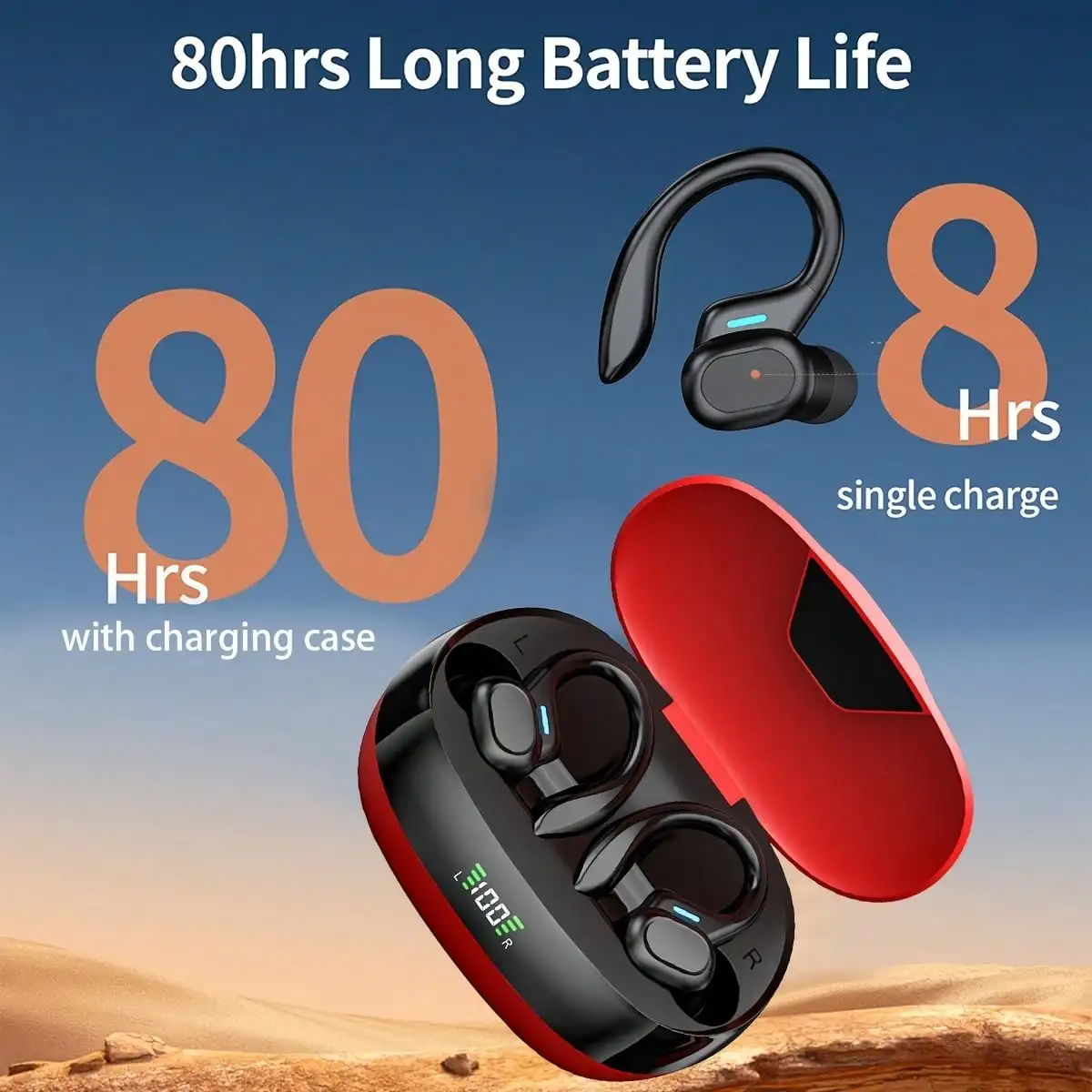 New High Quality Sports Wireless Headphones, Wireless 5.4 Headphones With Ear Mount, Sports 50H Headphones, Wireless Headphones, HD Stereo Headphones, Red LED Display
New High Quality Sports Wireless Headphones, Wireless 5.4 Headphones With Ear Mount, Sports 50H Headphones, Wireless Headphones, HD Stereo Headphones, Red LED Display